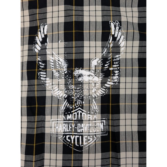 Harley Davidson Shirt Men's L Black Check Plaid Button Down Logo - Picture 13 of 13